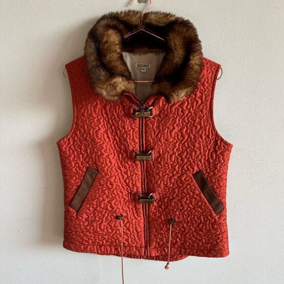 Baxis And Baxis Women Sleeve less Wool Collar Equestrian Winter Vest Orange Size - Picture 1 of 10
